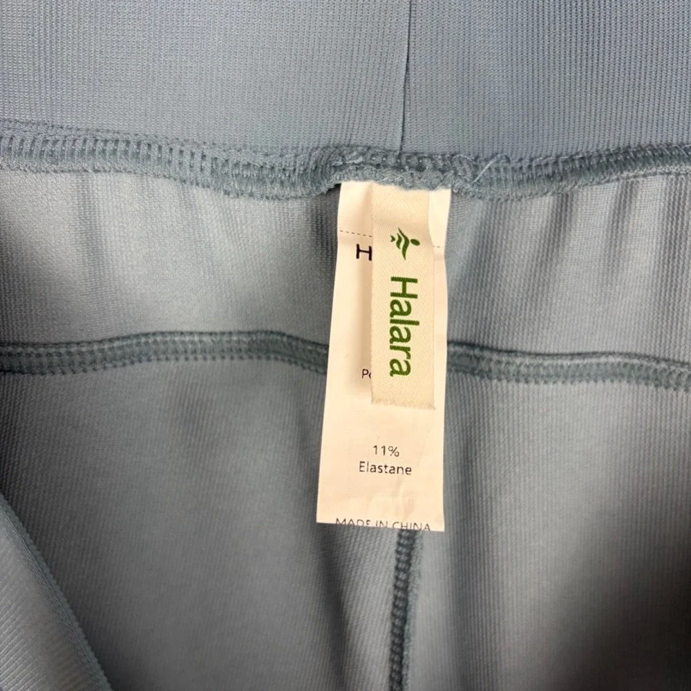 Halara Flex High Waisted Wide Leg Micro Waffle Work Pants Light Blue Size XL